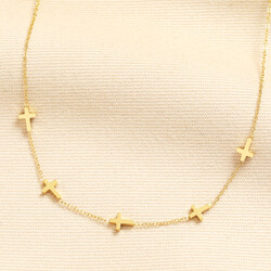 Stainless Steel Cross Chain Necklace in Gold