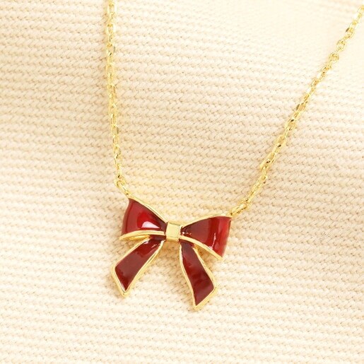 bow pendant necklace in red