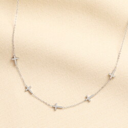 Stainless Steel Cross Chain Necklace in Silver