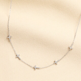 Stainless Steel Cross Chain Necklace in Silver