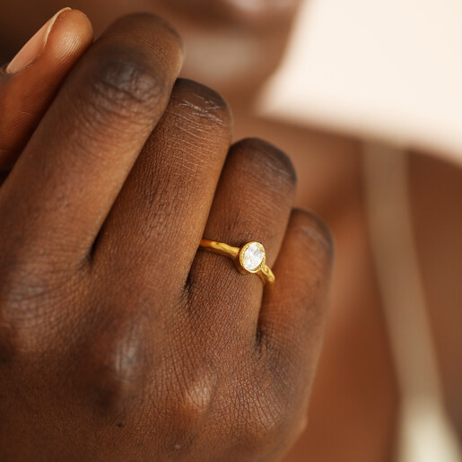 simple gold ring on model