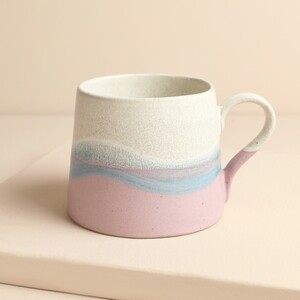 Ceramic Pink Hand Painted Wave Mug