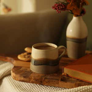 Ceramic Grey Hand Painted Wave Mug