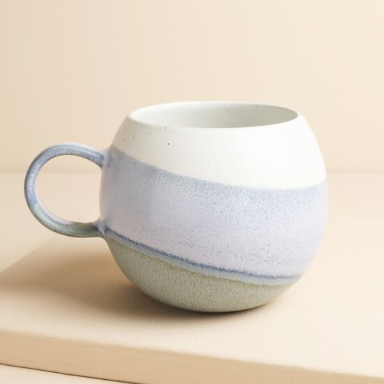 Large Ceramic Blue Stripe Ball Mug