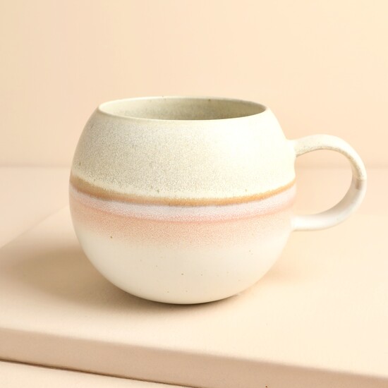 Large Ceramic Pink Stripe Ball Mug