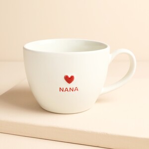 Large White Ceramic Red Heart Nana Mug