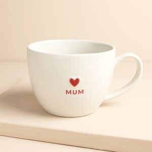 Large White Ceramic Red Heart Mum Mug