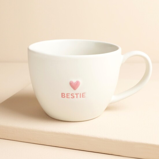 Large Ceramic Pink Heart Bestie Mug