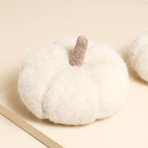 Close Up of Cream Fabric Plush Gourd Ornament Ideal for Autumn