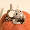 Close Up of Orange Pumpkin Ornament Complete with Mouse Inside