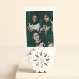 White Ceramic Snowflake Photo Holder