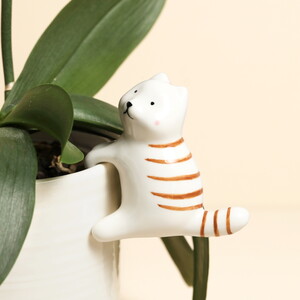 Ceramic White Cat Planter Hanger