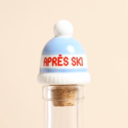 close up of snowy bottle stopper
