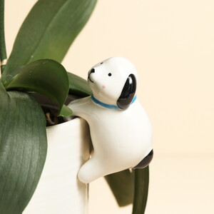 Ceramic White Dog Planter Hanger