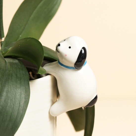 Ceramic White Dog Planter Hanger
