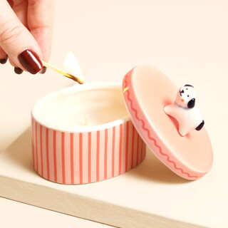 Pink Oval Ceramic Dog Scented Candle Pot