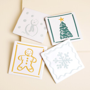 Set of 4 Ceramic Christmas Coasters