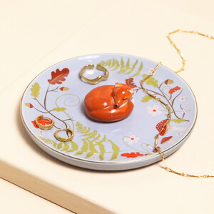 Purple Ceramic Fox Trinket Dish