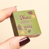 close up of playful text of giftable box