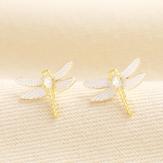 Mixed Metal Dragonfly Stud Earrings