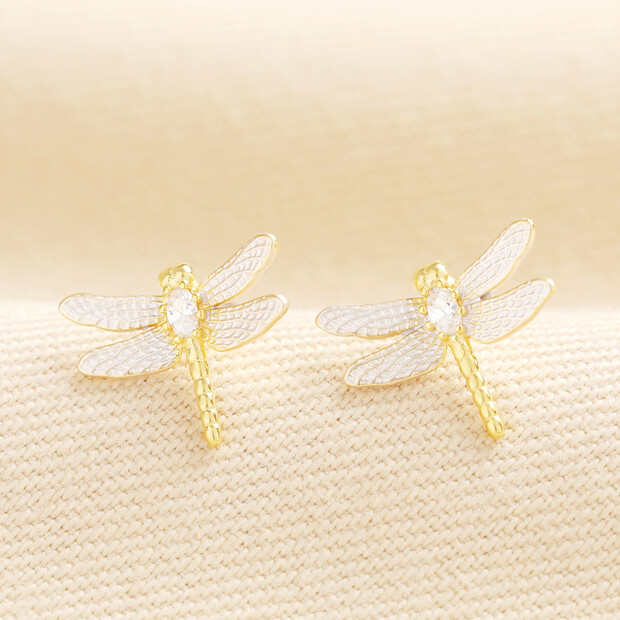Mixed Metal Dragonfly Stud Earrings
