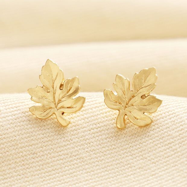 Leaf Stud Earrings in Gold
