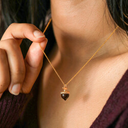 Enamel Acorn Pendant Necklace in Gold