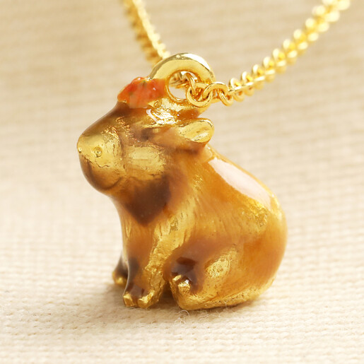 close up of capybara pendant