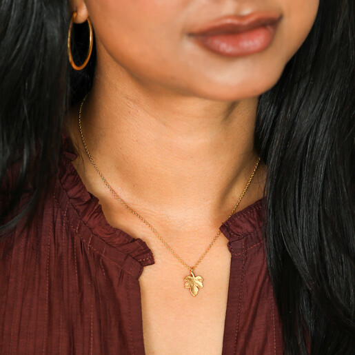 model shot of gold pendant necklace
