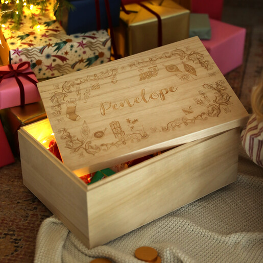 Lisa Angel Kids Personalised Name Wooden Christmas Eve Box