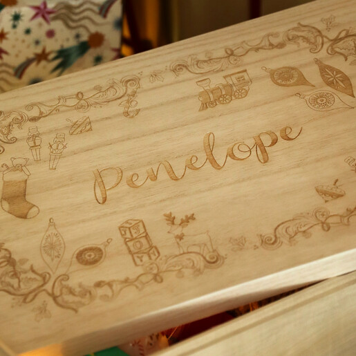 Children's Personalised Name Wooden Christmas Eve Box