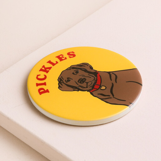 yellow personalised dog coaster