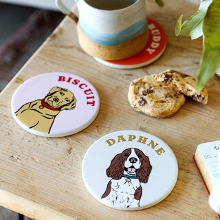 Personalised Ceramic Round Dog Coaster