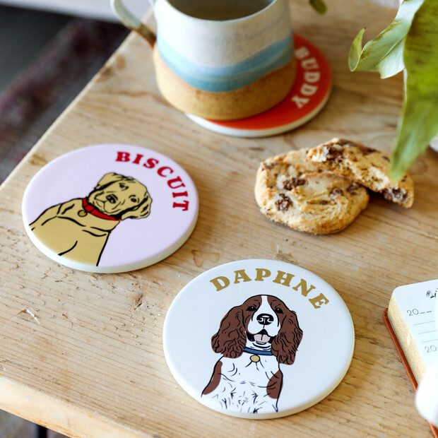 Personalised Ceramic Round Dog Coaster