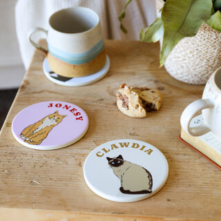 Personalised Ceramic Round Cat Coaster