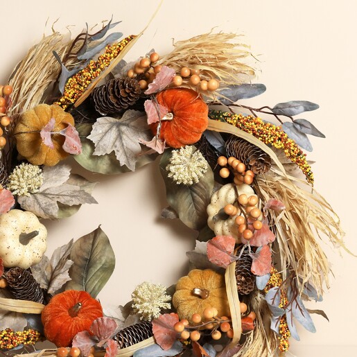 close up of autumnal wreath
