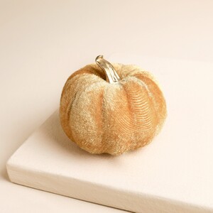 Mini Orange Velvet Pumpkin Decoration