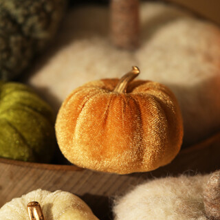 Mini Orange Velvet Pumpkin Decoration