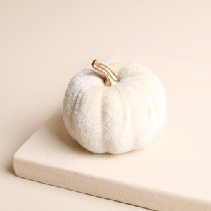 Mini White Velvet Pumpkin Decoration