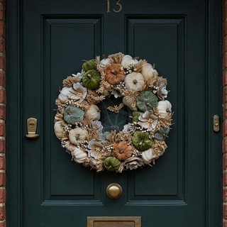 Velvet Pumpkin Decorative Wreath