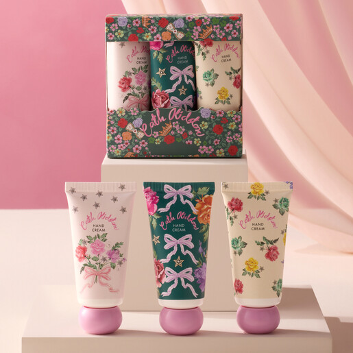 Cath Kidston ditsy hand cream trio in tubes with floral illustrated gift box