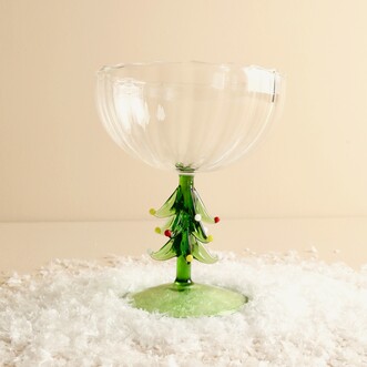 Green Christmas Tree Cocktail Glass