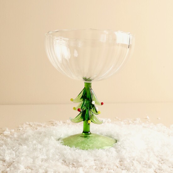 Green Christmas Tree Cocktail Glass