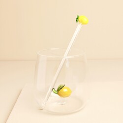 Glass Lemon Cocktail Drink Stirrer