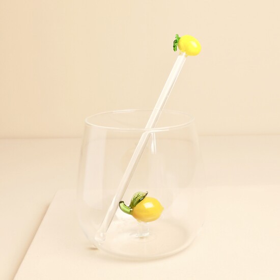 Glass Lemon Cocktail Drink Stirrer