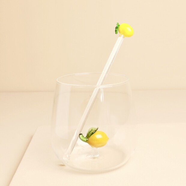 Glass Lemon Cocktail Drink Stirrer