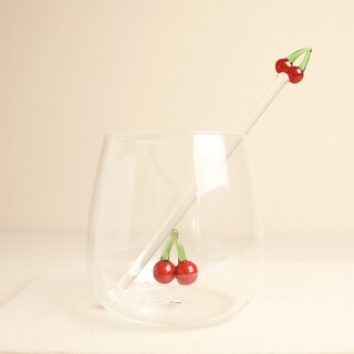 Glass Cherry Cocktail Drink Stirrer