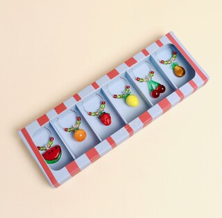 Set of 6 Beaded Fruit Wine Glass Charms