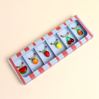 Set of 6 Beaded Fruit Wine Glass Charms