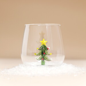 Glass Green Christmas Tree Tumbler 